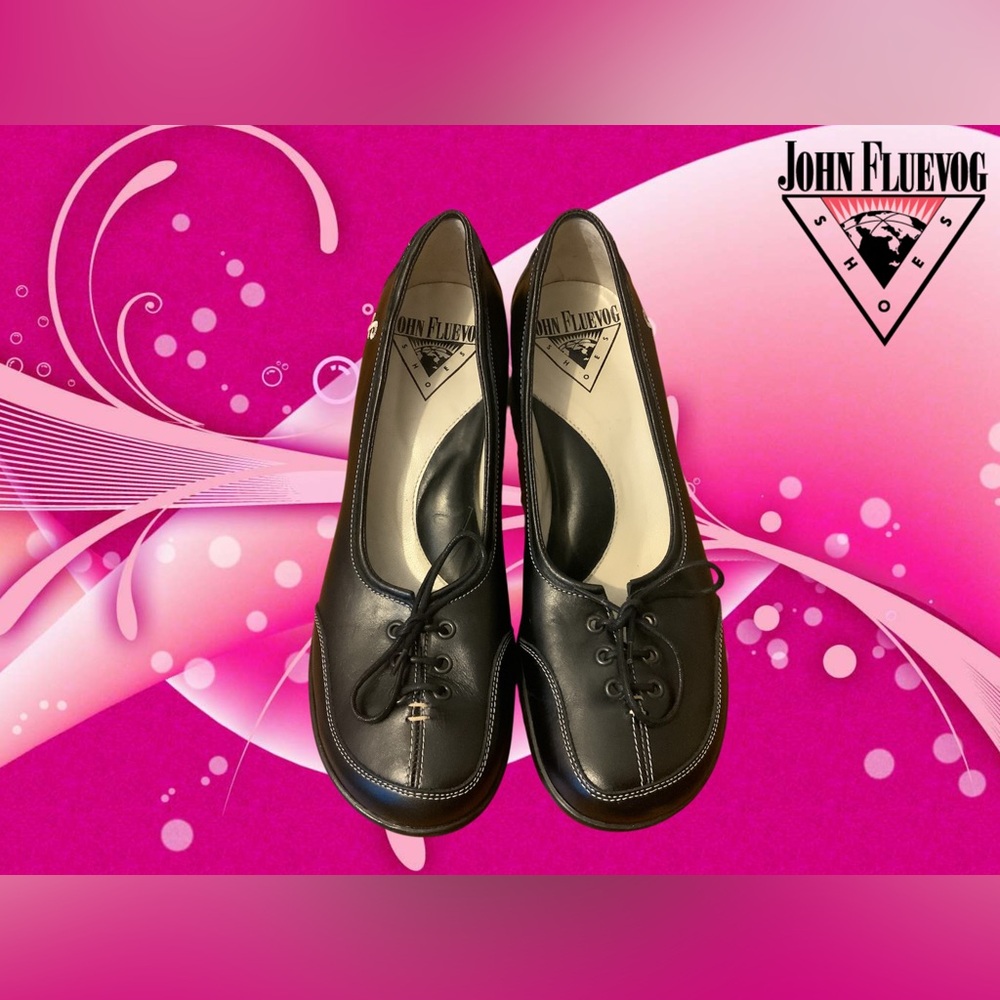 VTG JOHN FLUEVOG "Fellowship" Cayla Black Lace Up Shoes Women’s Size 7.5